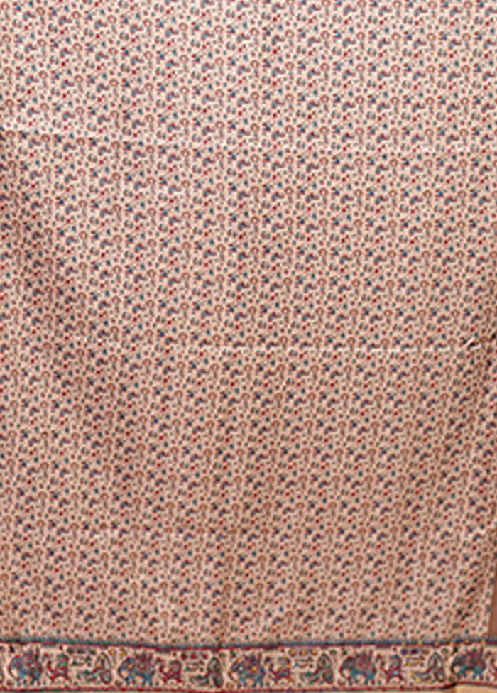 Cream Tussar Silk Saree With Blouse Piece