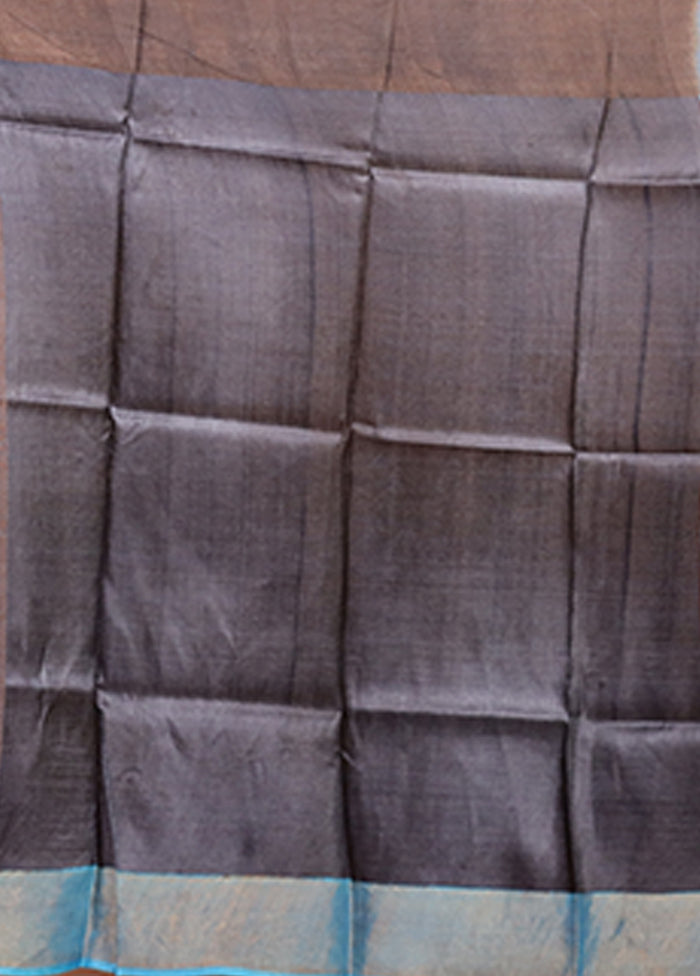 Blue Tussar Silk Saree With Blouse Piece