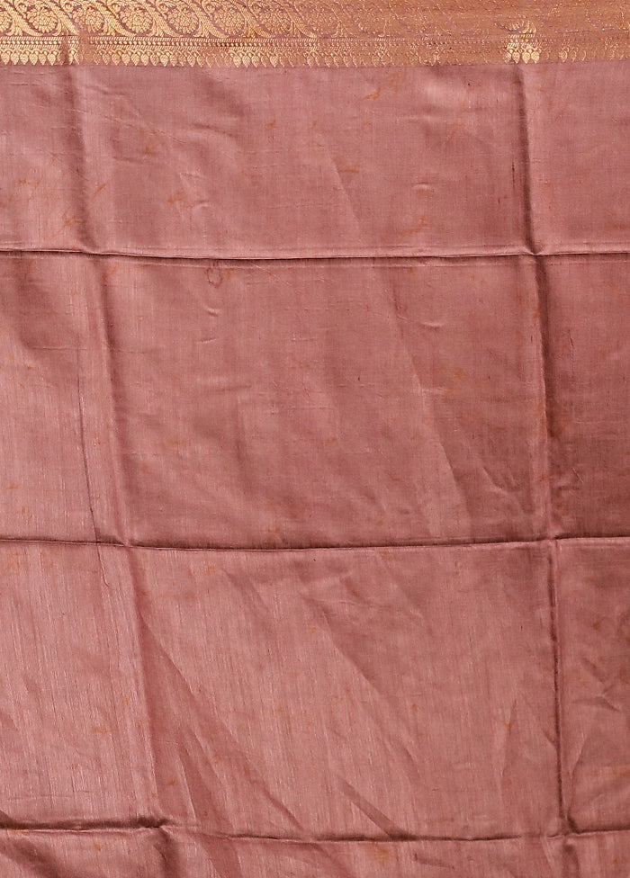Brown Tussar Silk Saree With Blouse Piece
