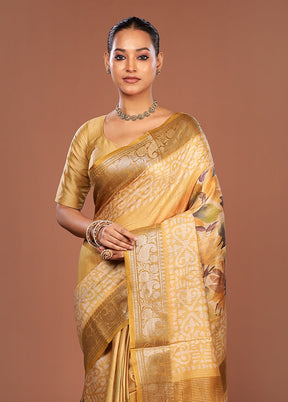 Yellow Tussar Silk Saree With Blouse Piece