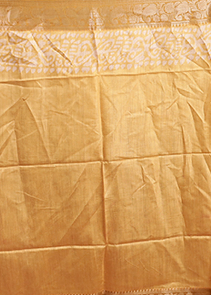 Yellow Tussar Silk Saree With Blouse Piece
