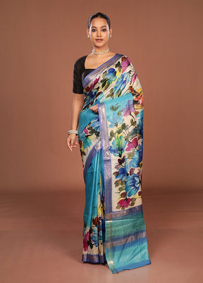 Multicolor Tussar Silk Saree With Blouse Piece
