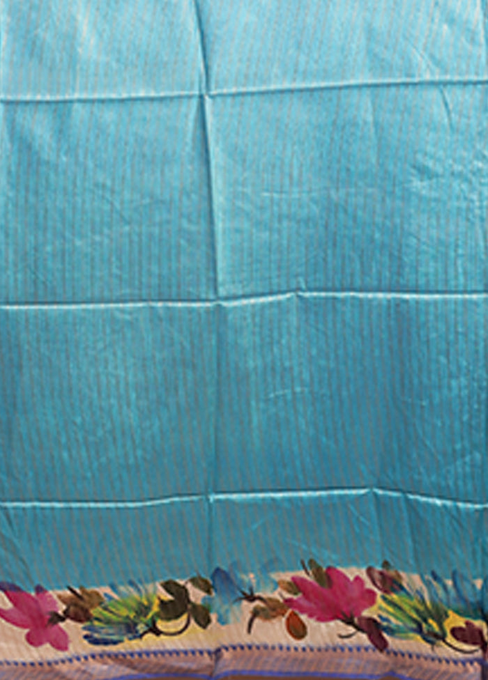 Multicolor Tussar Silk Saree With Blouse Piece