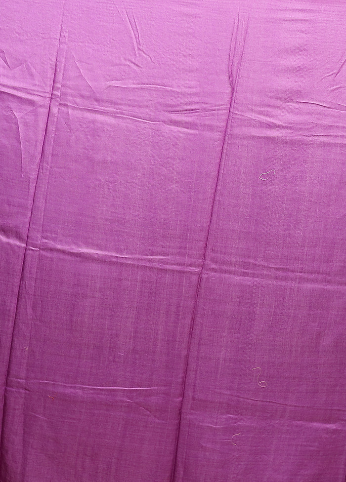 Purple Handloom Tussar Pure Silk Saree With Blouse Piece