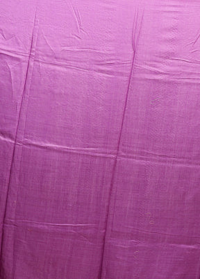 Purple Handloom Tussar Pure Silk Saree With Blouse Piece