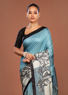 Cream Printed Pure Silk Saree Without Blouse Piece
