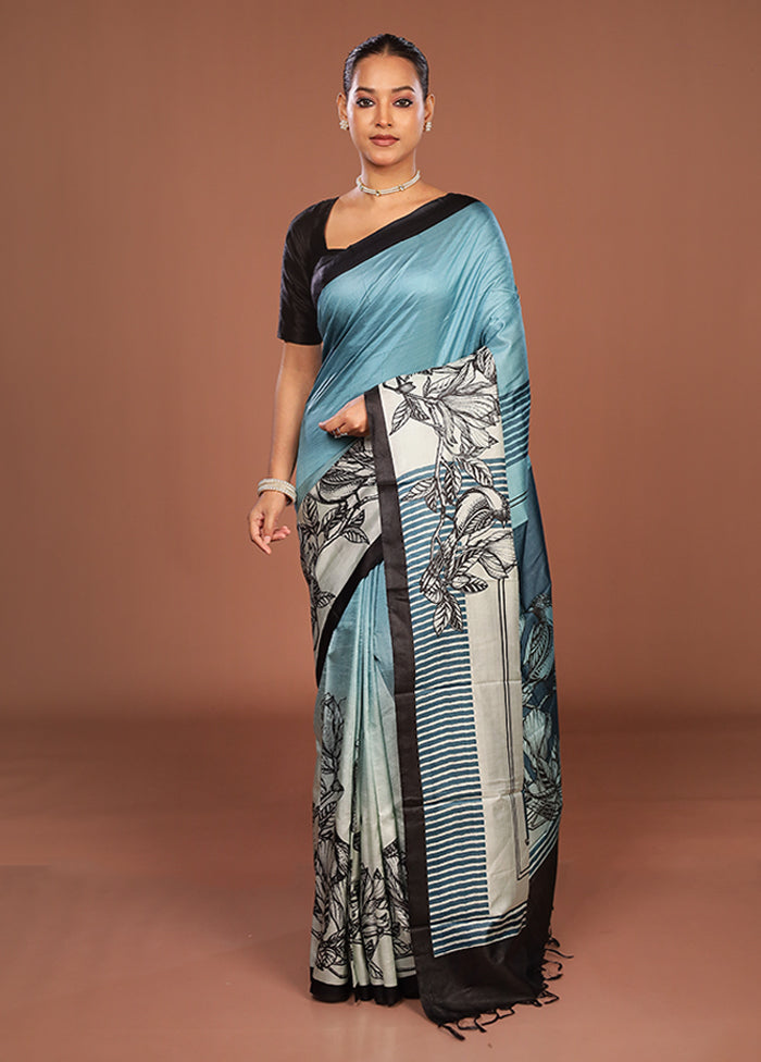 Cream Printed Pure Silk Saree Without Blouse Piece