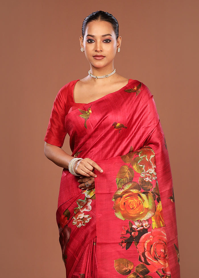Green Printed Pure Silk Saree Without Blouse Piece