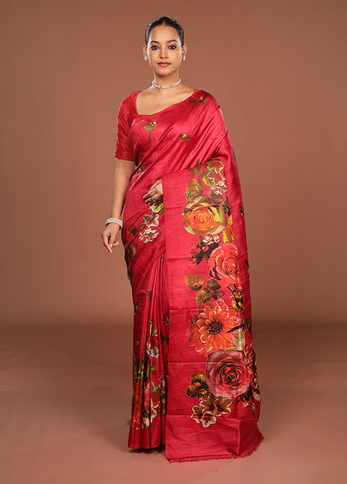 Green Printed Pure Silk Saree Without Blouse Piece