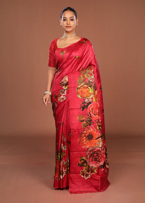 Green Printed Pure Silk Saree Without Blouse Piece