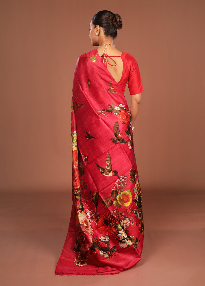 Green Printed Pure Silk Saree Without Blouse Piece