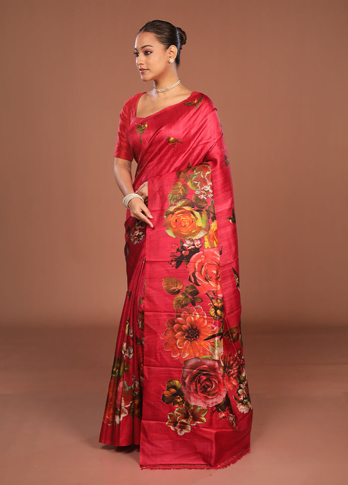 Green Printed Pure Silk Saree Without Blouse Piece
