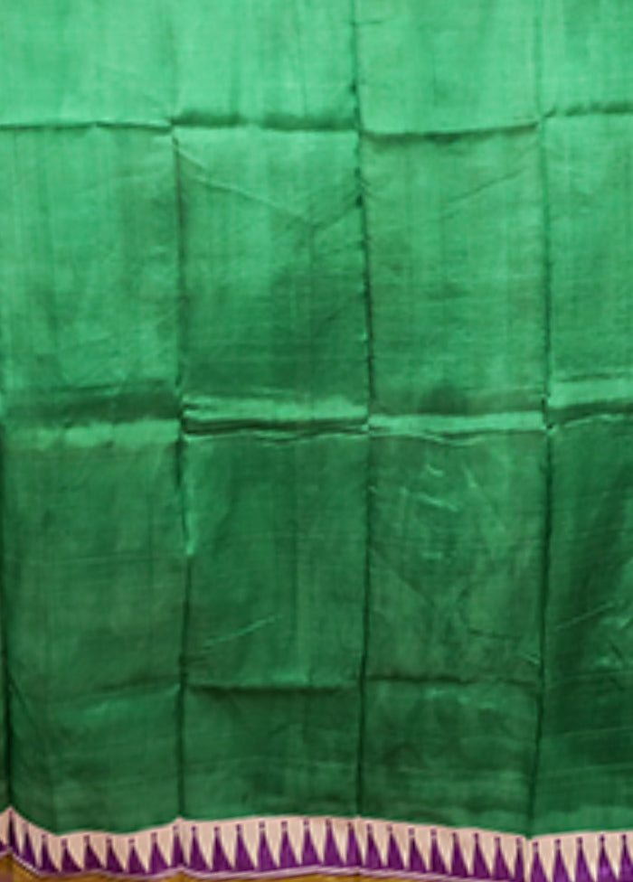 Green Printed Pure Silk Saree Without Blouse Piece