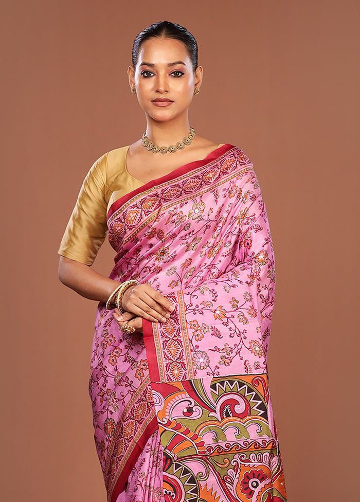 Multicolor Handloom Tussar Pure Silk Saree With Blouse Piece