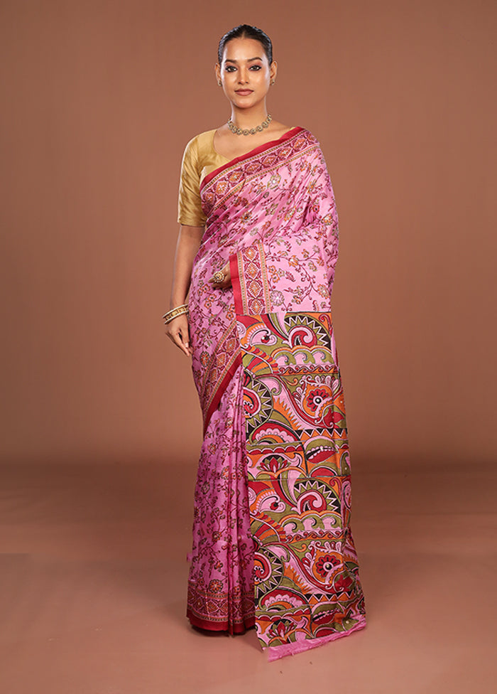 Multicolor Handloom Tussar Pure Silk Saree With Blouse Piece