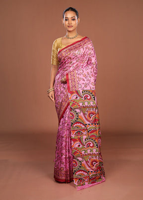 Multicolor Handloom Tussar Pure Silk Saree With Blouse Piece