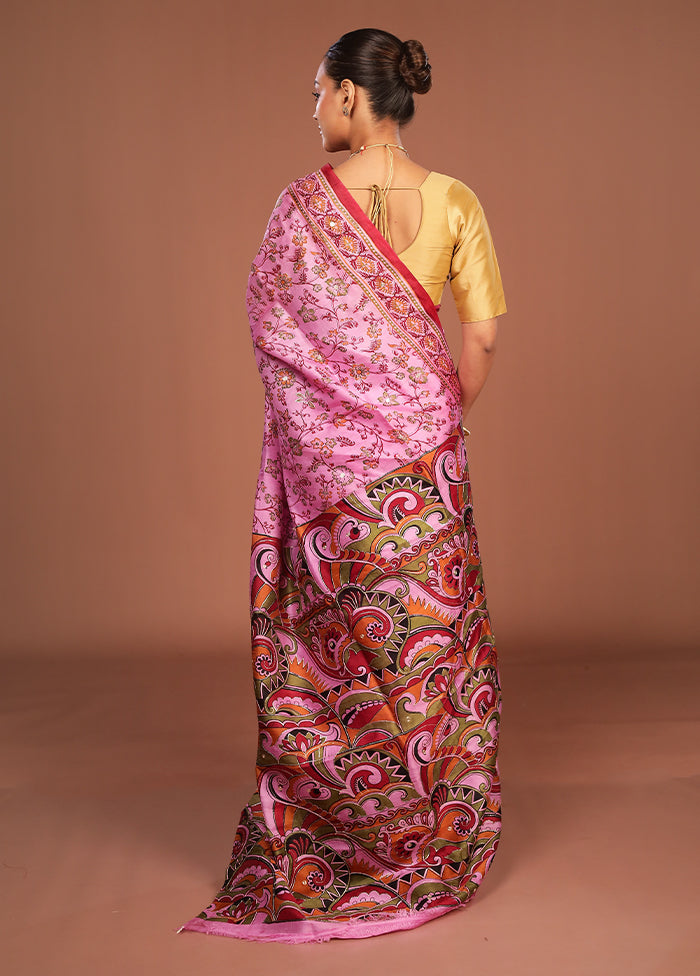 Multicolor Handloom Tussar Pure Silk Saree With Blouse Piece
