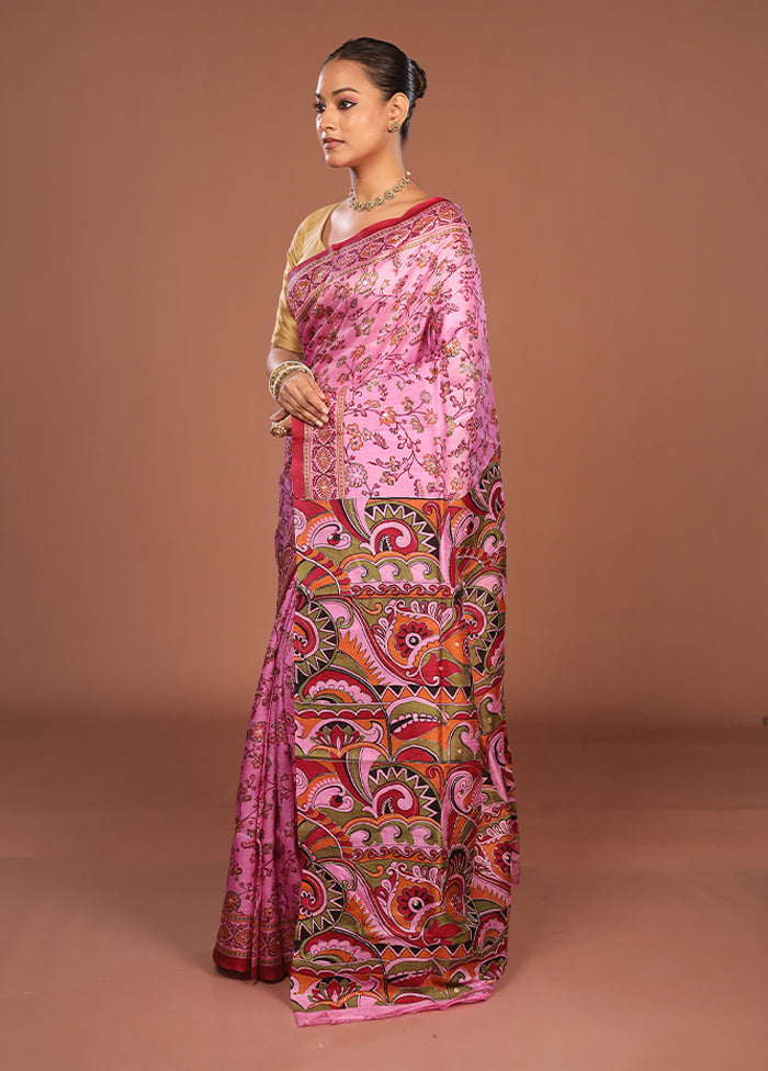 Multicolor Handloom Tussar Pure Silk Saree With Blouse Piece