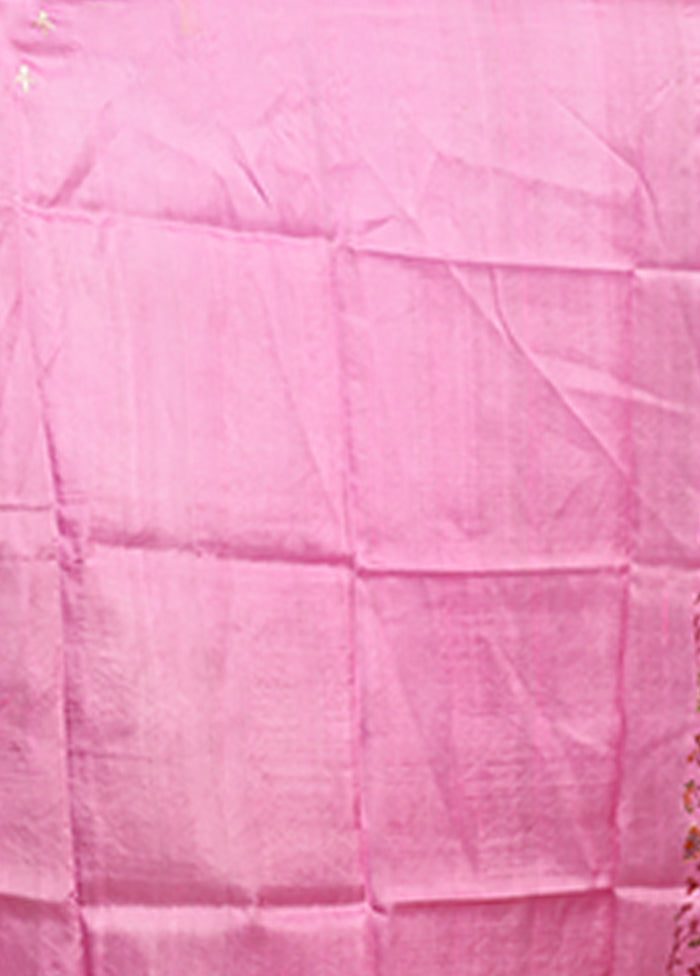 Multicolor Handloom Tussar Pure Silk Saree With Blouse Piece