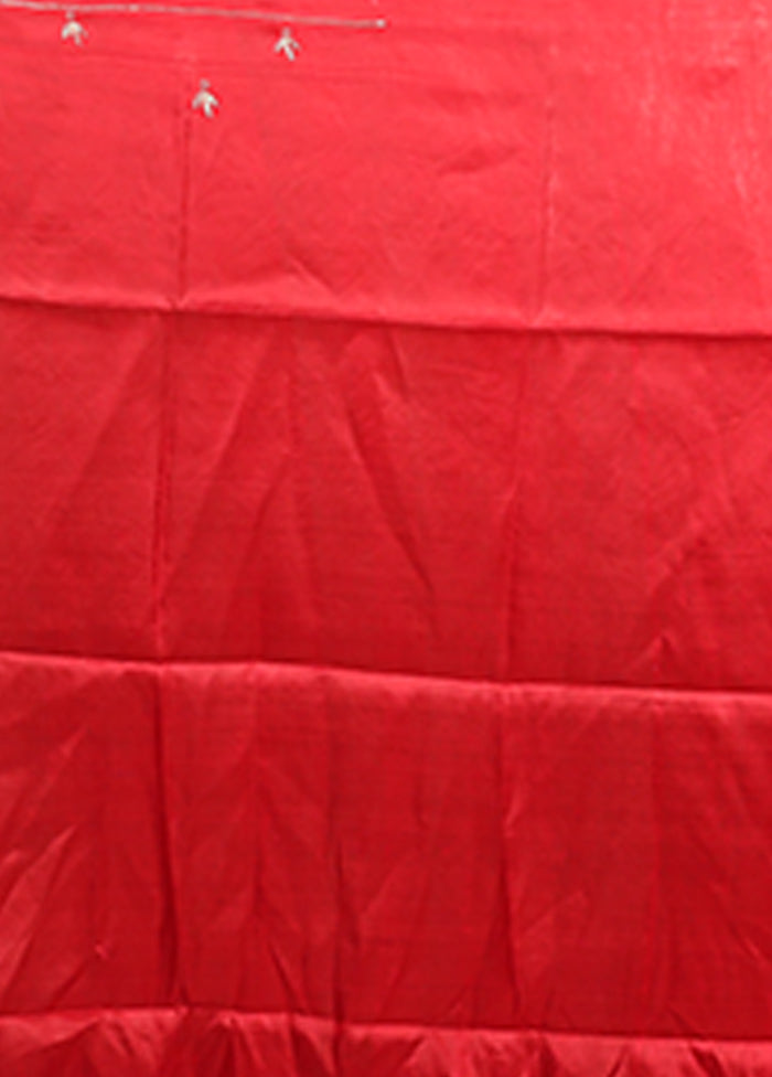 Black Handloom Tussar Pure Silk Saree With Blouse Piece