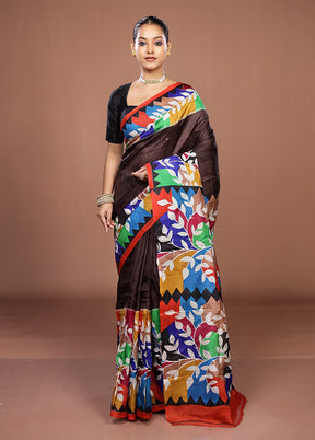 Maroon Handloom Tussar Pure Silk Saree With Blouse Piece