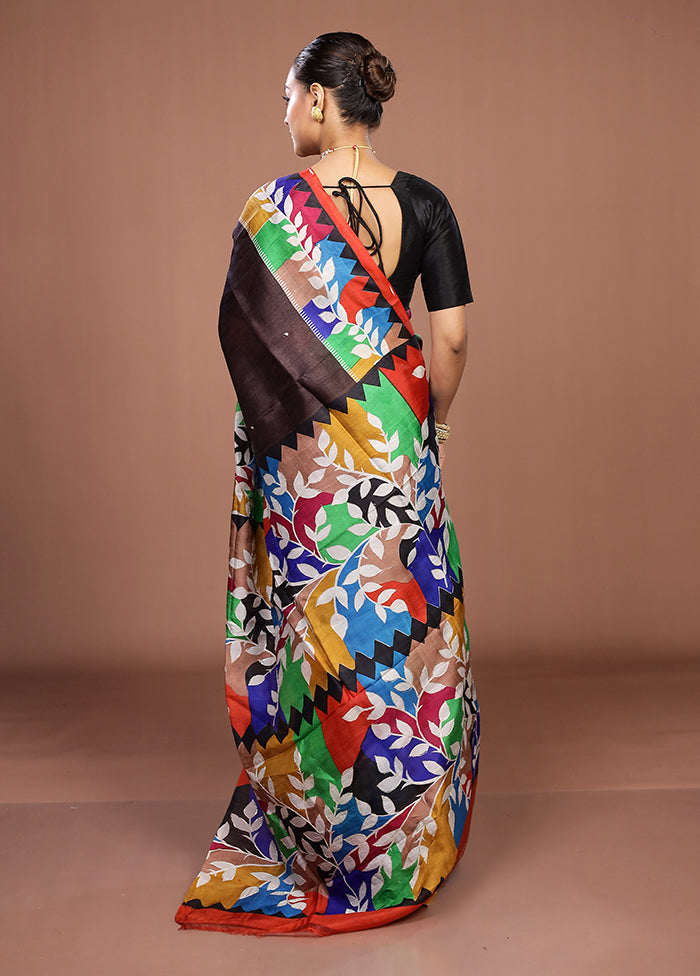 Maroon Handloom Tussar Pure Silk Saree With Blouse Piece