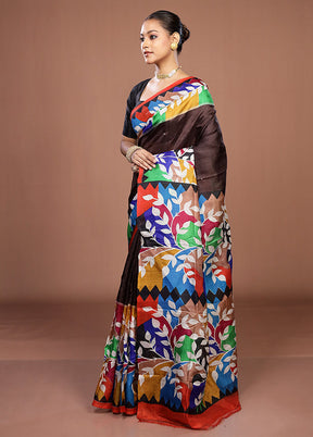 Maroon Handloom Tussar Pure Silk Saree With Blouse Piece