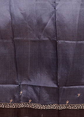 Black Handloom Tussar Pure Silk Saree With Blouse Piece