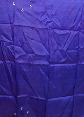 Blue Handloom Tussar Pure Silk Saree With Blouse Piece