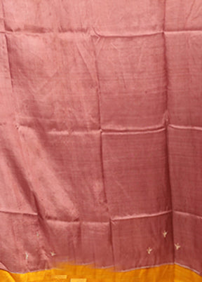 Cream Handloom Tussar Pure Silk Saree With Blouse Piece