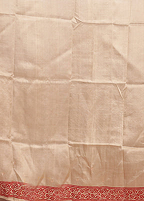 Cream Handloom Tussar Pure Silk Saree With Blouse Piece