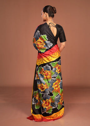 Multicolor Handloom Tussar Pure Silk Saree With Blouse Piece