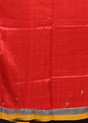 Multicolor Handloom Tussar Pure Silk Saree With Blouse Piece