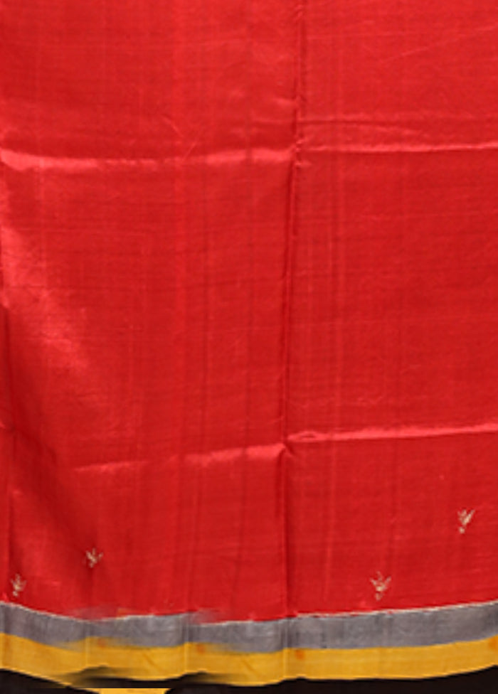 Multicolor Handloom Tussar Pure Silk Saree With Blouse Piece