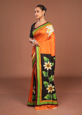 Multicolor Handloom Tussar Pure Silk Saree With Blouse Piece
