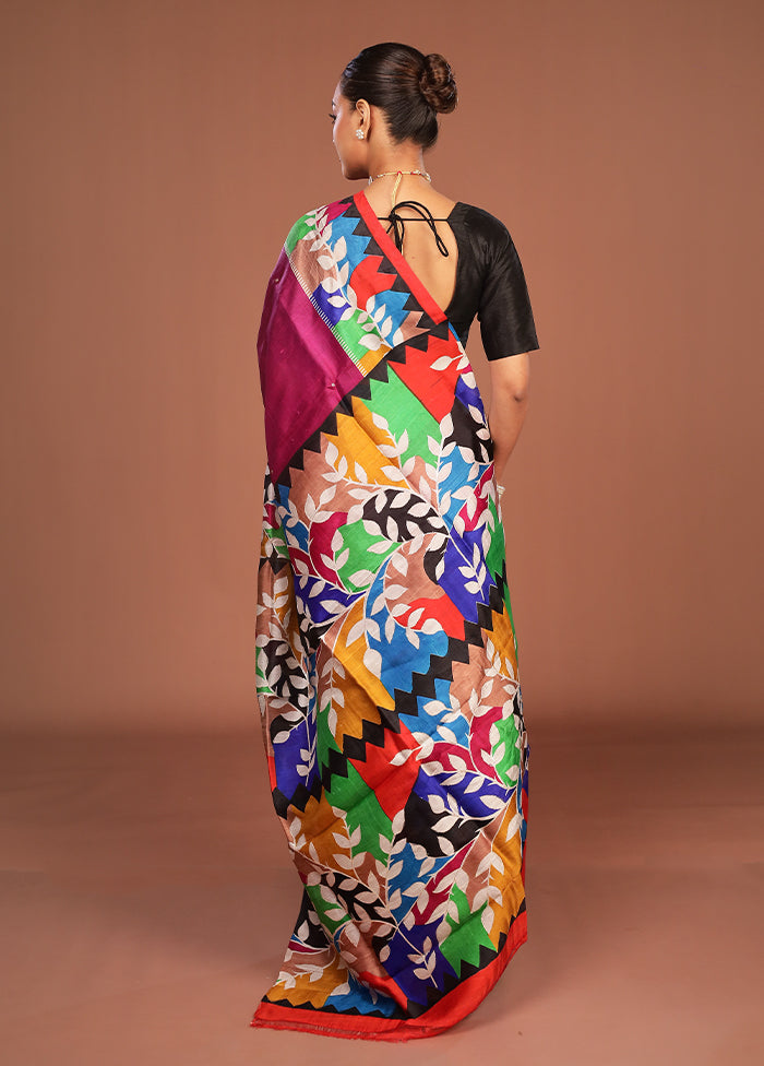 Pink Handloom Tussar Pure Silk Saree With Blouse Piece