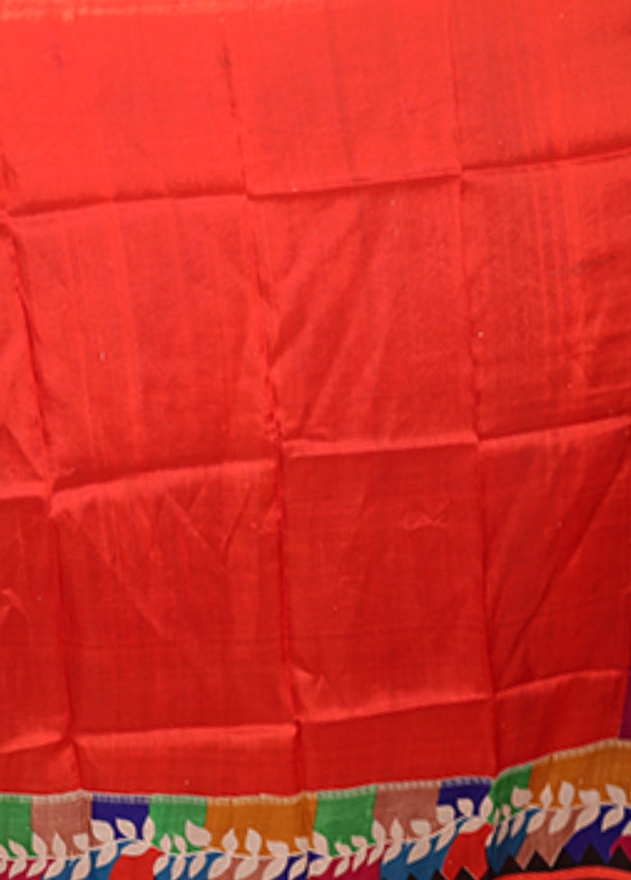 Pink Handloom Tussar Pure Silk Saree With Blouse Piece