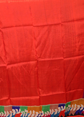 Pink Handloom Tussar Pure Silk Saree With Blouse Piece