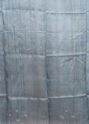 Black Handloom Tussar Pure Silk Saree With Blouse Piece