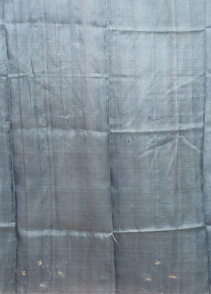 Black Handloom Tussar Pure Silk Saree With Blouse Piece