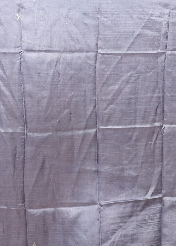 Black Handloom Tussar Pure Silk Saree With Blouse Piece