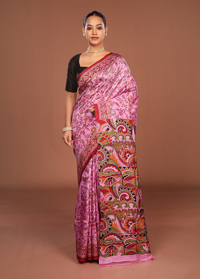 Multicolor Handloom Tussar Pure Silk Saree With Blouse Piece