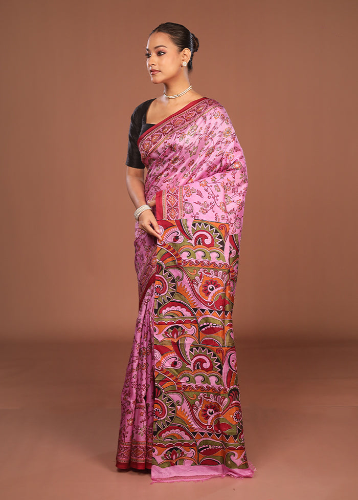 Multicolor Handloom Tussar Pure Silk Saree With Blouse Piece