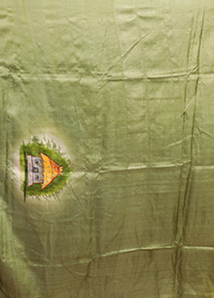 Cream Handloom Tussar Pure Silk Saree With Blouse Piece