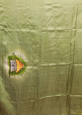 Cream Handloom Tussar Pure Silk Saree With Blouse Piece