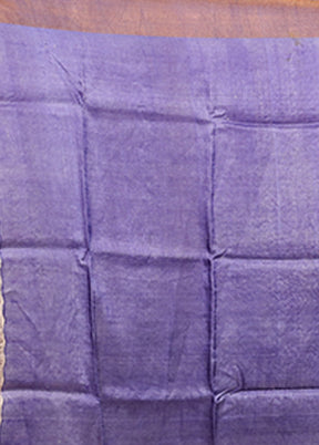 Blue Handloom Tussar Pure Silk Saree With Blouse Piece
