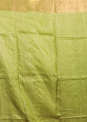 Blue Handloom Tussar Pure Silk Saree With Blouse Piece