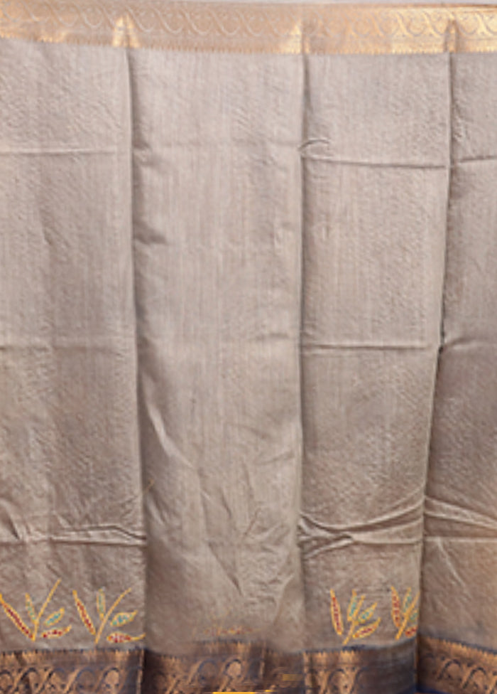 Multicolor Handloom Tussar Pure Silk Saree With Blouse Piece