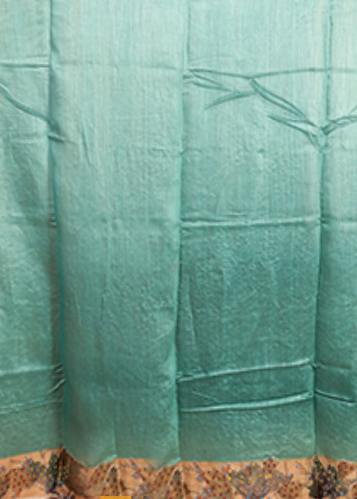 Multicolor Handloom Tussar Pure Silk Saree With Blouse Piece