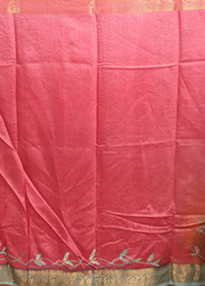 Multicolor Handloom Tussar Pure Silk Saree With Blouse Piece